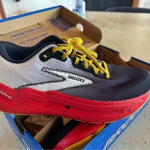 Brooks & Disney Black and Red Sneakers with Yellow Laces